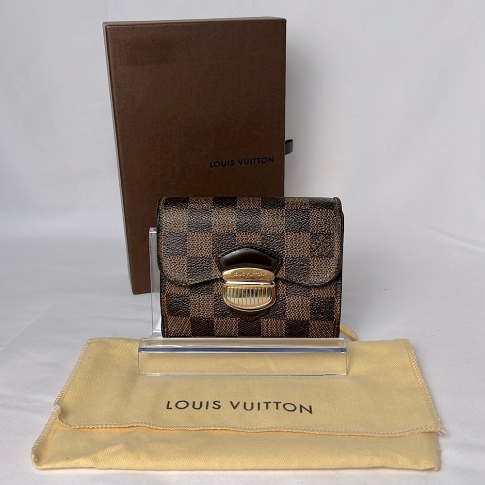 Auth Louis Vuitton Joey Damier Ebene Canvas Wallet